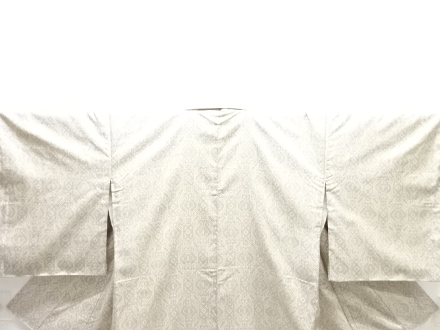  抽象模様織り出し本場白大島紬着物(5マルキ)